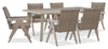 Ensemble Muskoka 7 pièces pour la terrasse à l’extérieur avec table de coin-repas et 6 chaises - osier en résine, aluminium - beige