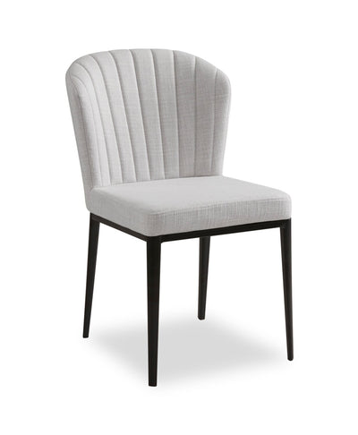 Zoe Dining Chair with Polyester Fabric & Channeled Tufting, Metal - Grey | Chaise de salle à manger Zoe en tissu de polyester et en métal avec capitonnage à canaux - grise