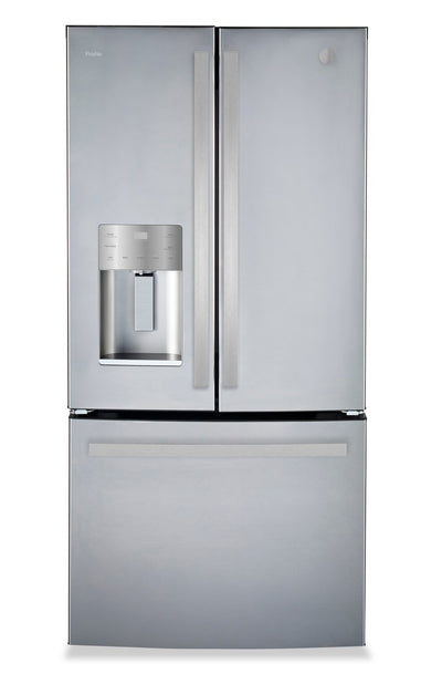 GE Profile 33" 24.8 Cu. Ft. French-Door Refrigerator - Fingerprint Resistant Stainless Steel - PFE24HYRCFS | Réfrigérateur GE de 24,8 pi3 et de 33 po à portes françaises - acier inoxydable résistant aux traces de doigts - PFE24HYRCFS