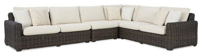 Halifax 4-Piece Outdoor Patio Set with 2 Loveseats, Armless & Corner Chairs, UV & Weather Resistant - Beige/Brown | Ensemble Halifax 4 pièces pour la terrasse à l’extérieur avec 2 causeuses, fauteuil sans accoudoirs et fauteuil en coin - brun et beige