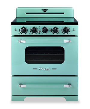 Cuisinière à induction Classic Rétro par Unique de 30 po et de 3,9 pi3 - turquoise brume marine - UNQ-30CR IC T