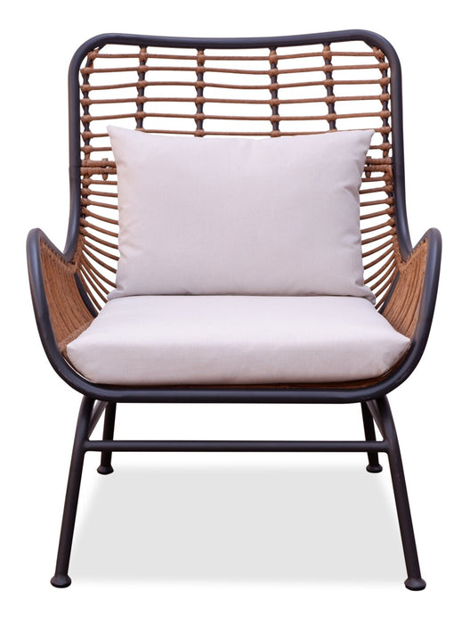 Fauteuil Maki pour la terrasse à l’extérieur - osier en résine tressé à la main, résistant aux rayons UV et aux intempéries - naturelle