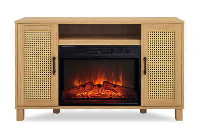 Reed 47" Contemporary Electric Fireplace with Storage – Light Teak | Foyer électrique contemporain Reed de 47 po avec rangement - teck clair
