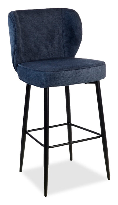 Sara Counter-Height Stool with Velvet-Like Fabric, 26"H, Metal – Blue | Tabouret Sara de hauteur comptoir de 26 po (H) en tissu d’apparence velours et en métal - bleu