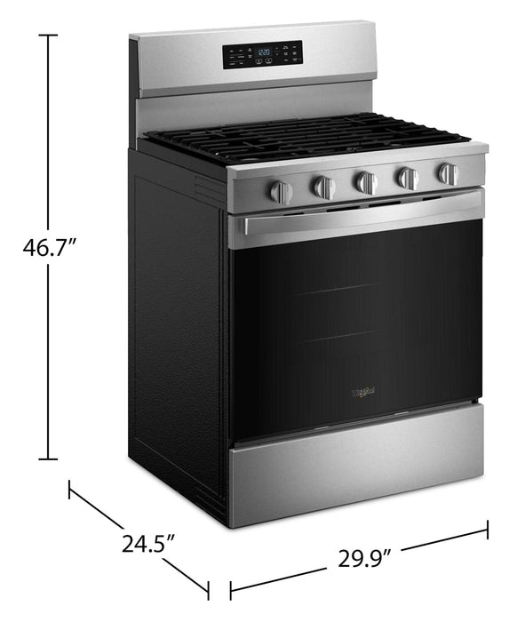 Cuisinière à gaz Whirlpool de 5,0 pi3 avec cuisson à air – acier inoxydable résistant aux traces de doigts - WFGS5730SZ