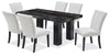 Ensemble de salle à manger Burk 7 pièces avec table de 72 po (L) à dessus en résine en imitation de marbre et 6 chaises - noir et blanc