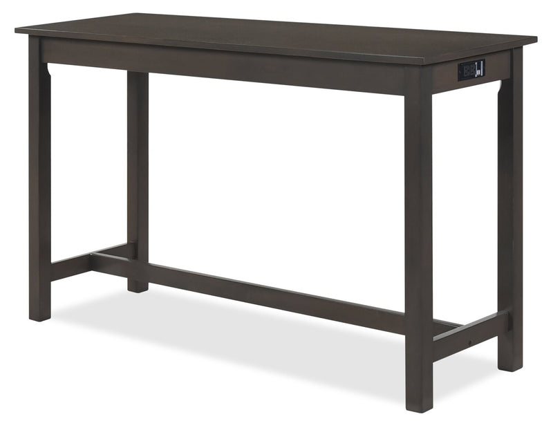 Table de salon moderne Noah de 60 po avec 3 tabourets de hauteur comptoir et ports USB - grise