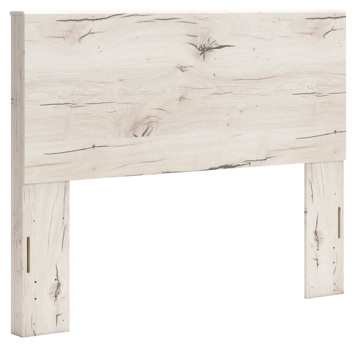 Lit à panneaux Derekson avec tête de lit et cadre de lit, blanc rustique - format grand lit