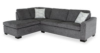 Sofa-lit sectionnel de gauche avec grand lit Aubrey de 114 po de style européen en tissu de chenille avec pattes en bois - gris