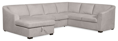 Envy 3-Piece Left-Facing Chenille Fabric Sleeper Sectional with Storage Chaise - Fog Grey | Sofa-lit sectionnel de gauche Envy 3 pièces en tissu de chenille avec fauteuil long de rangement - gris brouillard