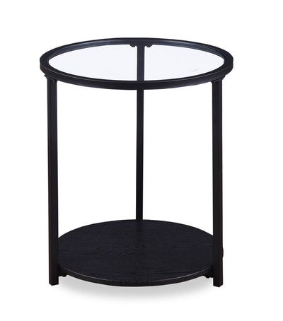 Kendal 20" Modern Round Glass Top End Table - Black | Table de bout moderne Kendal ronde de 20 po avec dessus en verre - noire