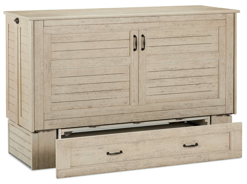 Lit escamotable Parker, bois flotté brossé -  format grand lit