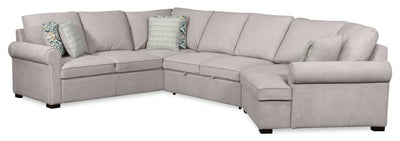 Scott Living Haven 3-Piece Right-Facing Chenille Fabric Cuddler Sleeper Sectional - Grey | Sofa-lit sectionnel enveloppant de droite Haven de Scott Living 3 pièces en tissu de chenille - gris