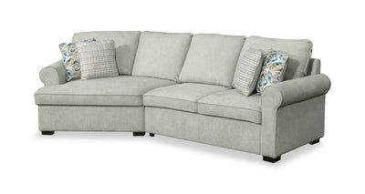 Scott Living Haven 2-Piece Left-Facing Chenille Fabric Cuddler Sectional - Seafoam Blue | Sofa sectionnel enveloppant de gauche Haven de Scott Living 2 pièces en tissu de chenille - bleu écume de mer