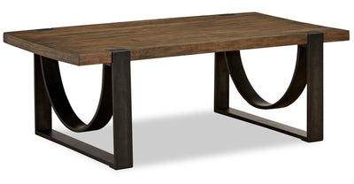 Brewer 50” Industrial Solid Wood Coffee Table - Rustic Honey | Table à café industrielle Brewer de 50 po en bois massif - miel rustique