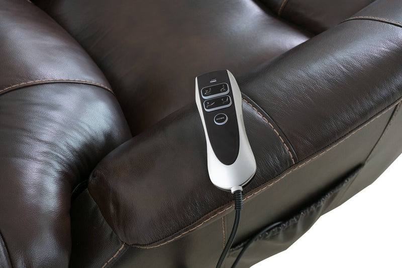 Fauteuil basculeur à inclinaison électrique à 3 positions Parker de 36 po en cuir véritable - brun