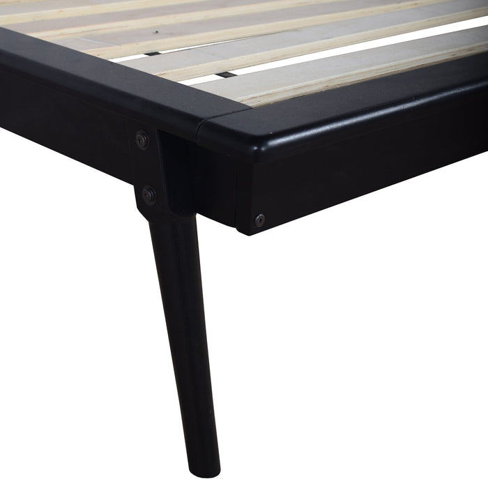 Lit plateforme Milan de style moderne du milieu du 20e siècle avec tête de lit et cadre de lit, noir - format lit double