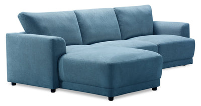 Voyage Modular 3-Piece Left-Facing Fabric Sectional with Removable Back Cushions – Blue | Sofa sectionnel modulaire de droite Voyage 3 pièces en tissu avec coussins de dossier amovibles - bleu