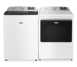 Laveuse intelligente à chargement par le haut de 6,0 pi³ et sécheuse électrique de 7,4 pi³ de Maytag - blanches