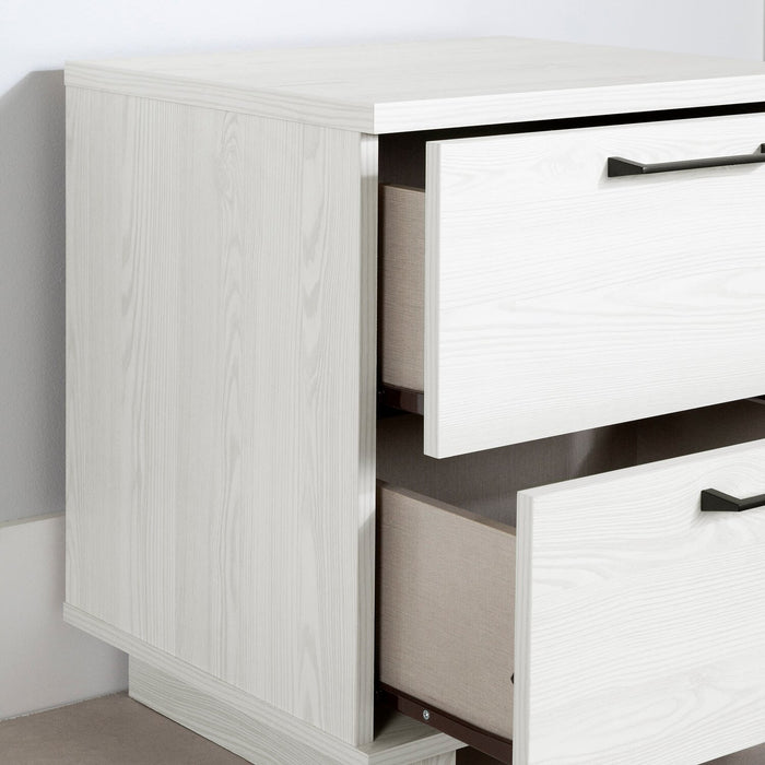 Table de nuit Everley de 19,5 po (L) à 2 tiroirs avec port USB - blanche