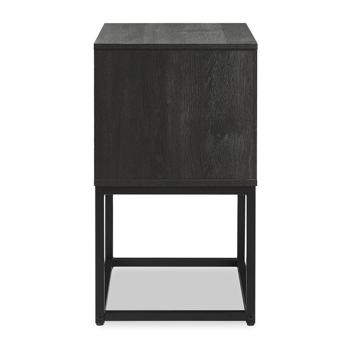 Table de nuit Fynn de 18 po (l) x 25,75 po (H) à 1 tiroir avec tablette de rangement - brune et noire