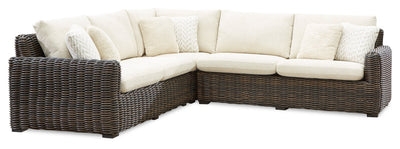 Halifax 3-Piece Outdoor Patio Set with 2 Loveseats & Corner Chair, UV & Weather Resistant - Beige/Brown | Ensemble Halifax 3 pièces pour la terrasse à l’extérieur avec 2 causeuses et fauteuil en coin - brun et beige