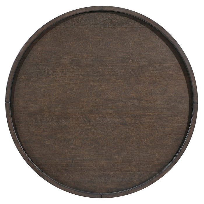 Table à café ronde moderne Neeva de 36 po - bouleau brun foncé