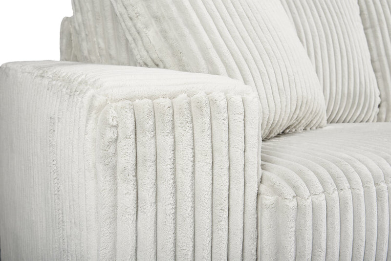 Sofa Willow de 87 po en tissu gris clair avec accoudoirs rectilignes et coussins de siège et de dossier réversibles