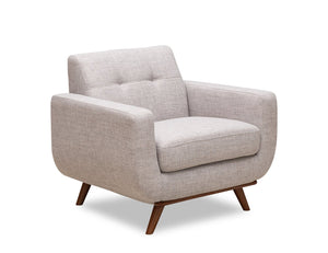 Fauteuil Freeman Kort & Co. de 37 po en tissu d’apparence lin avec pattes en bois et coussin de dossier capitonné - blanc colombe