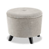 Pouf de rangement rond Winnipeg de 17,5 po en tissu - gris