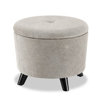 Pouf de rangement rond Winnipeg de 17,5 po en tissu - gris