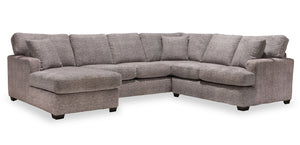 Sofa sectionnel de gauche Luxe 3 pièces fabriqué au Canada en tissu avec coussins amovibles - gris colombe Zaftig