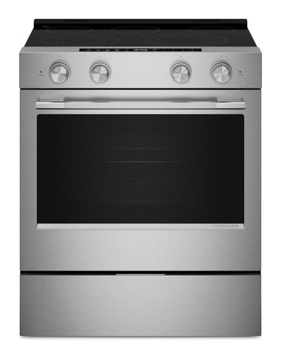 KitchenAid 30" 5.3 Cu. Ft. Smart Slide-in Electric Range with Convection Modes - YKSES330SPS | Cuisinière intelligente électrique encastrée KitchenAid de 5,3 pi3 et de 30 po avec modes à convection - YKSES330SPS