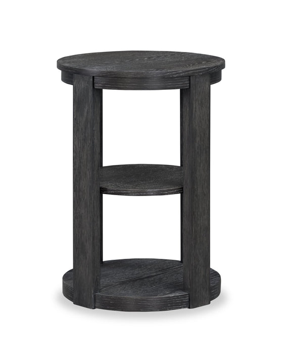 Table de bout ronde Declan moderne de 18 po avec tablette - noire