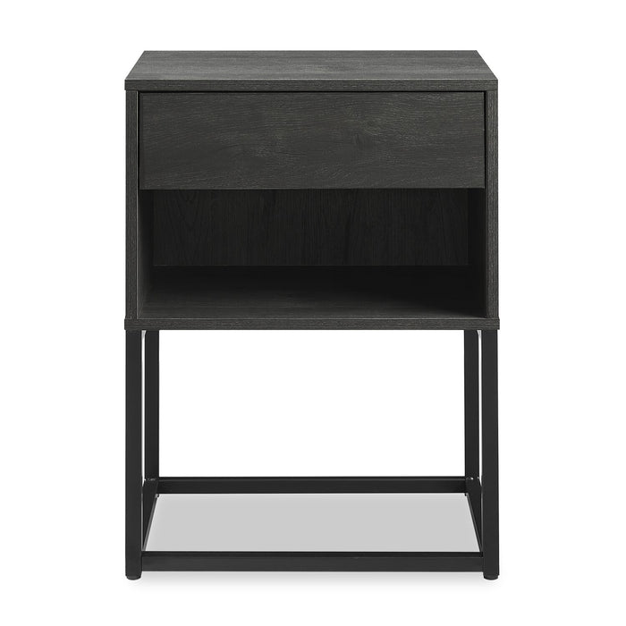 Table de nuit Fynn de 18 po (l) x 25,75 po (H) à 1 tiroir avec tablette de rangement - brune et noire