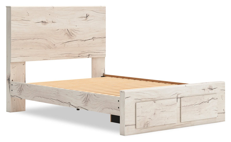 Lit de rangement Derekson blanc rustique avec 2 tiroirs intégrés au pied du lit - format lit double