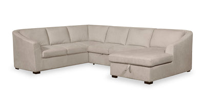 Envy 3-Piece Right-Facing Chenille Fabric Sleeper Sectional with Storage Chaise - Almond Beige | Sofa-lit sectionnel de droite Envy 3 pièces en tissu de chenille avec fauteuil long de rangement - beige amande