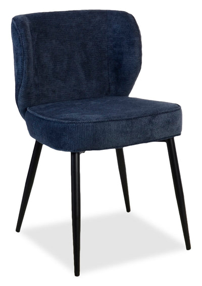 Sara Wing-Back Dining Chair with Polyester Fabric, Metal - Blue | Chaise de salle à manger Sara à oreilles en tissu de polyester et en métal - bleue