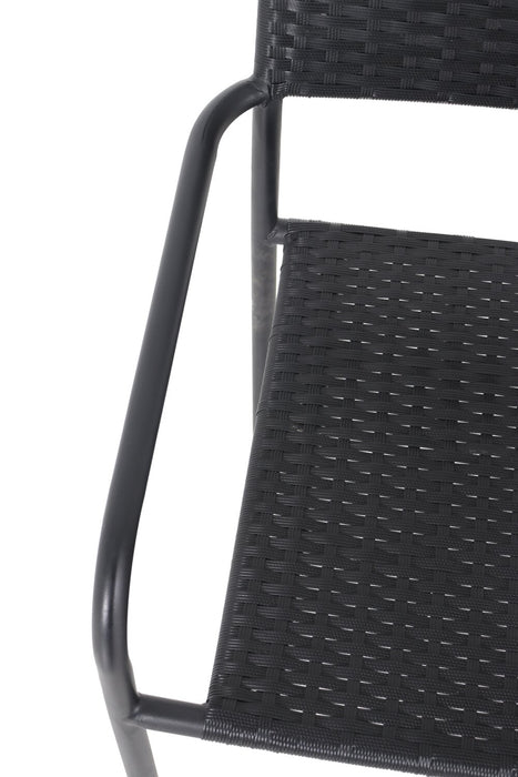 Chaise bistro Paris pour la terrasse à l’extérieur - osier en résine tressé à la main, résistante aux rayons UV et aux intempéries - noire
