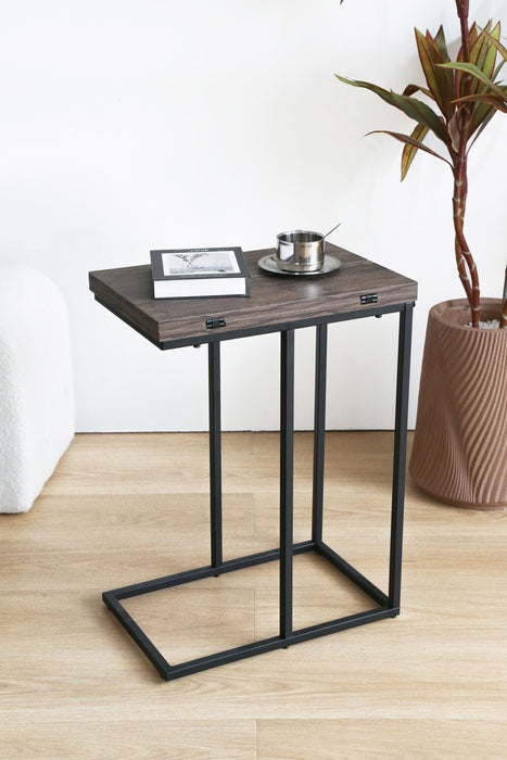 Table Pia de 18 po en forme de C avec dessus extensible - brune