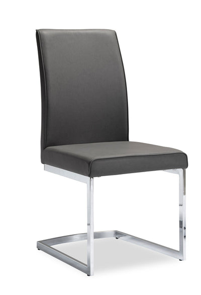 Naya Dining Chair, Vegan Leather, Metal – Grey | Chaise de salle à manger Naya en cuir végétalien et en métal - grise