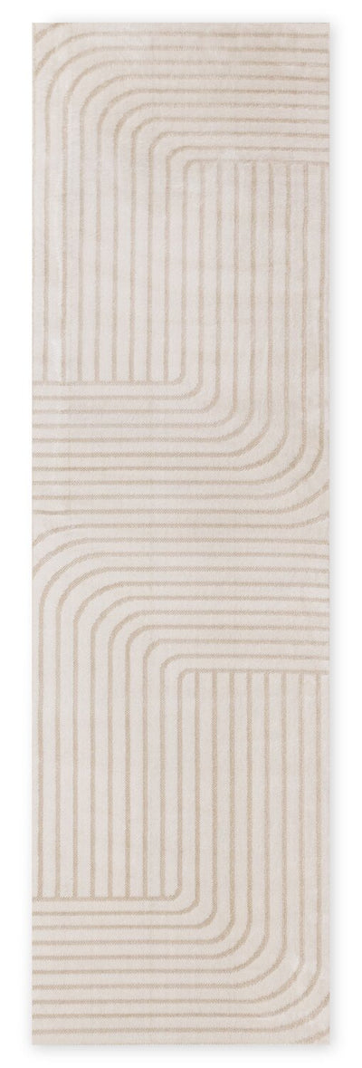 Fresh Washable Beige Rug with Modern Lines - 2'0" x 6'7" | Carpette lavable Fresh beige à rayures modernes - 2 pi 0 po x 6 pi 7 po