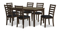 Ensemble de salle à manger Devon 7 pièces avec table et 6 chaises - 60 po (L), bois - brun foncé
