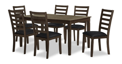 Devon 7pc Dining Set with Table & 6 Chairs - 60"W, Wood - Dark Brown | Ensemble de salle à manger Devon 7 pièces avec table et 6 chaises - 60 po (L), bois - brun foncé