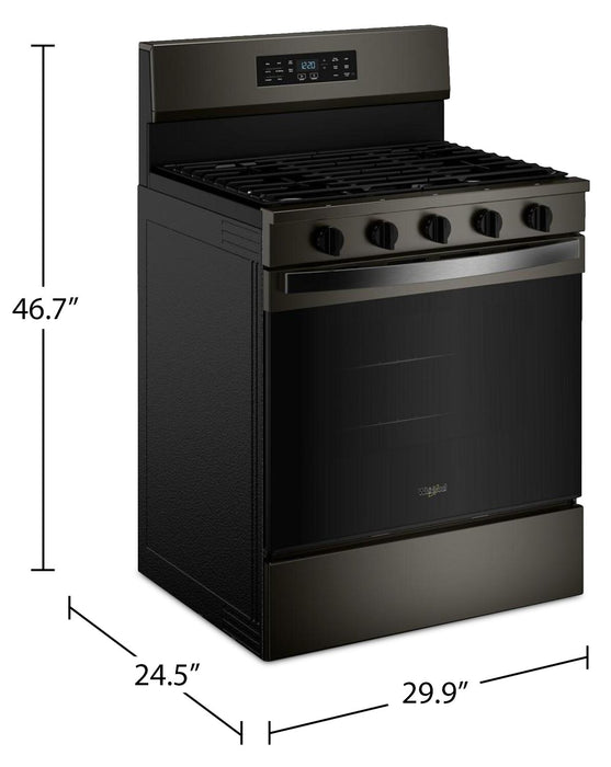 Cuisinière à gaz Whirlpool de 5,0 pi3 avec cuisson à air – noir sur acier inoxydable - WFGS5730SV