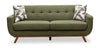 Sofa Freeman de Kort & Co. de 80 po de format condo en tissu d’apparence lin avec base et pattes en bois - vert avocat