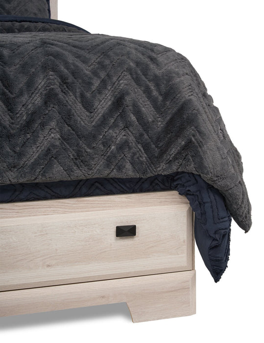 Ensemble de chambre à coucher Yorkdale 5 pièces avec lit de rangement à 6 tiroirs, commode et miroir, blanc - format lit double