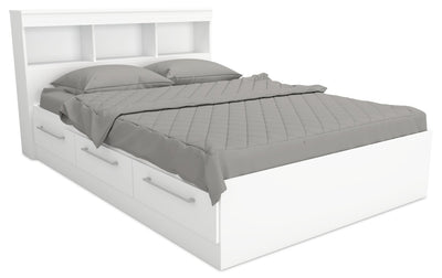 Riley Mates Bed with Bookcase Headboard Set for Kids,Made in Canada, White - Full Size | Lit matelot Riley avec ensemble de tête de lit bibliothèque pour enfants, fabriqué au Canada, blanc - format lit double
