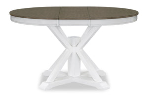 Table de salle à manger ronde Brook de 42 po à 54 po (L) avec rallonge - blanche et brune