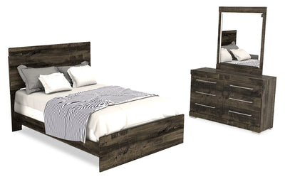 Riley 5pc Bedroom Set with Panel Bed, Dresser & Mirror, Made in Canada, Grey - Full Size | Ensemble de chambre à coucher Riley 5 pièces avec lit à panneaux, commode et miroir, fabriqué au Canada, gris - format lit double